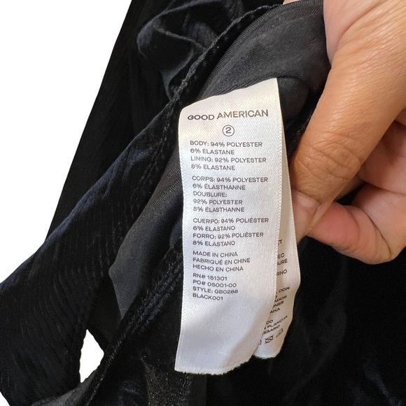 Good American All-Day Long Black Ribbed Velvet Bodysuit Size 2 - Picture 6 of 8